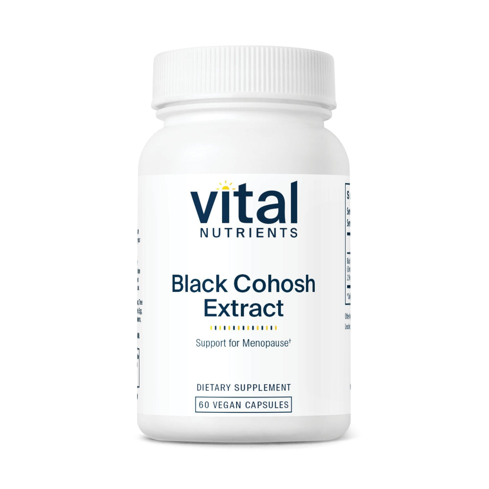 Vital Nutrients Black Cohosh Extract 250mg bottle for menopause support and hormonal balance.
