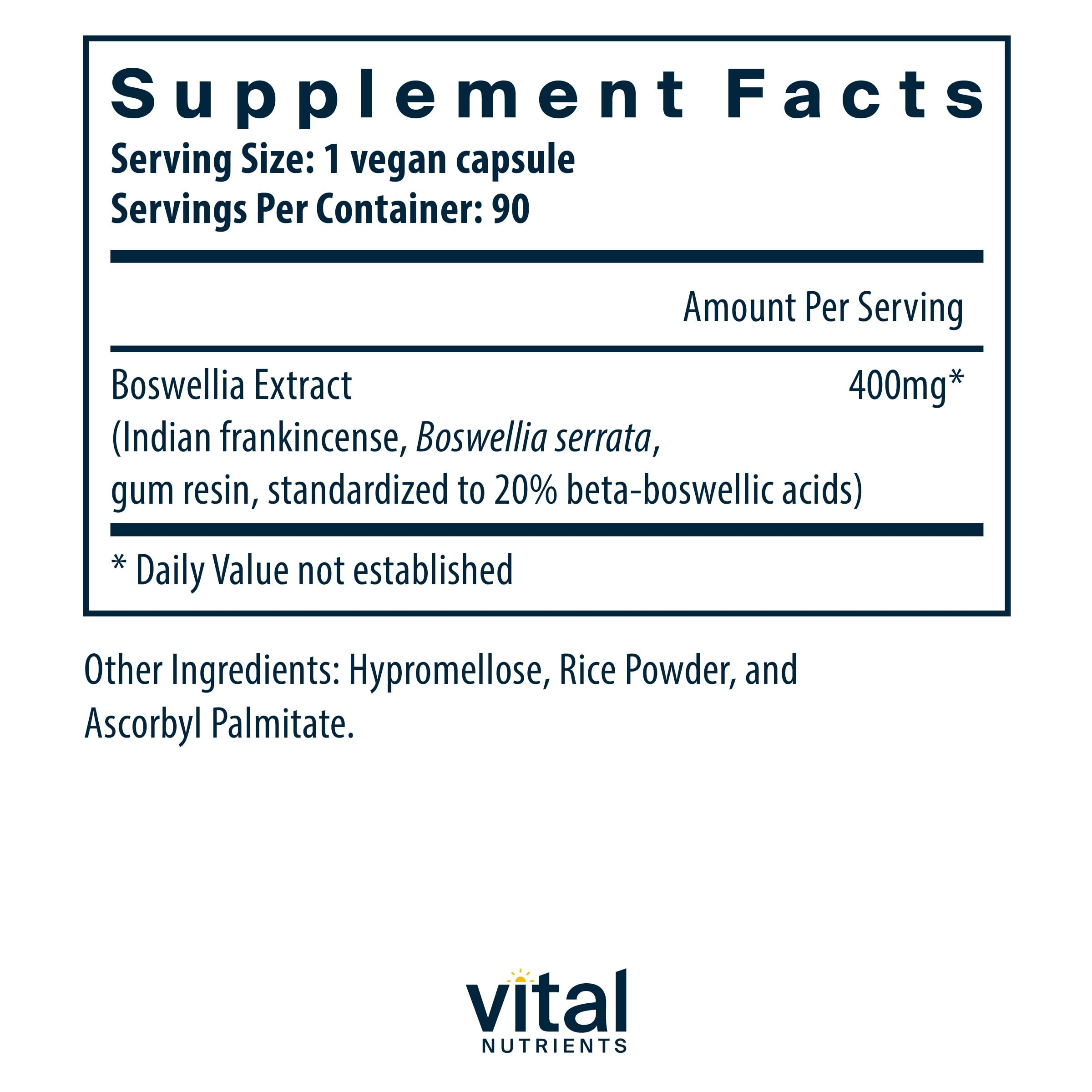Vital Nutrients Boswellia extract capsule pour shows easy daily intake