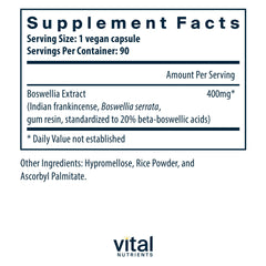 Vital Nutrients Boswellia extract capsule pour shows easy daily intake