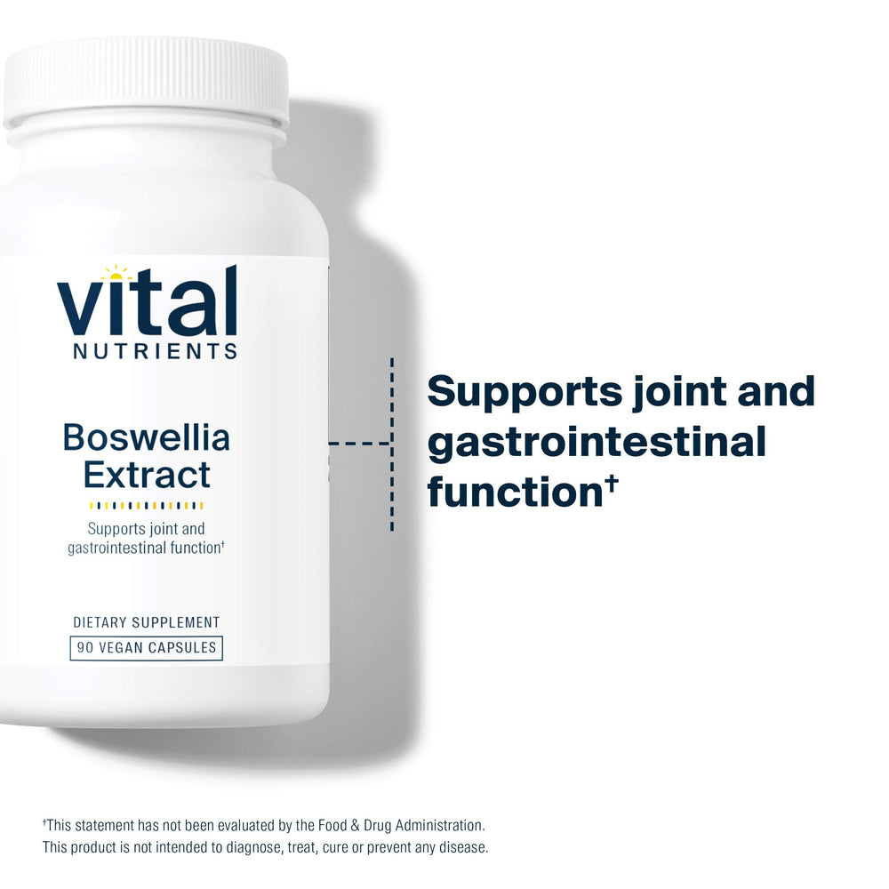 Vital Nutrients Boswellia extract in-bottle shot suggests consistent daily use