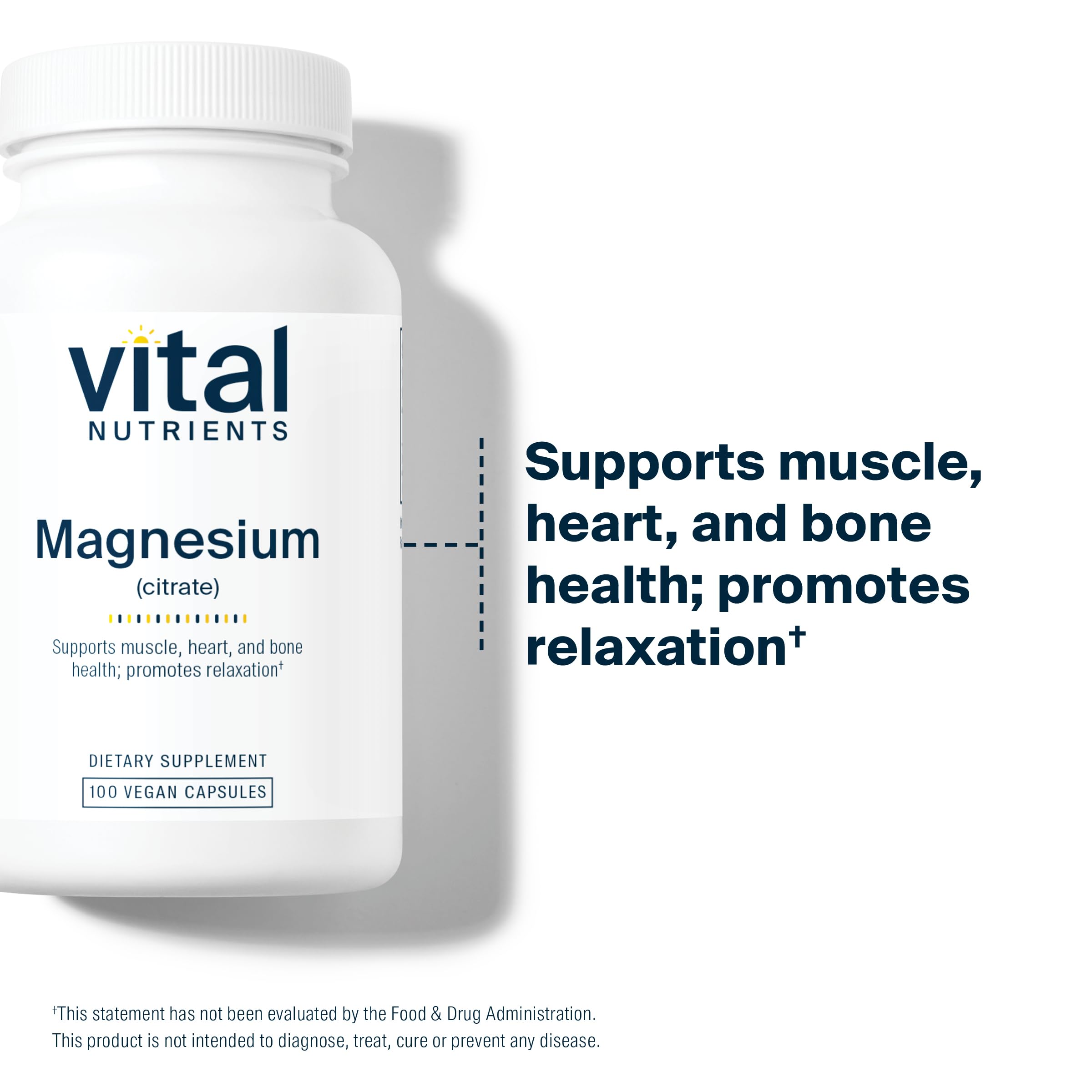 Vital Nutrients bottle with allergen-free vegan label highlighting clean ingredients.