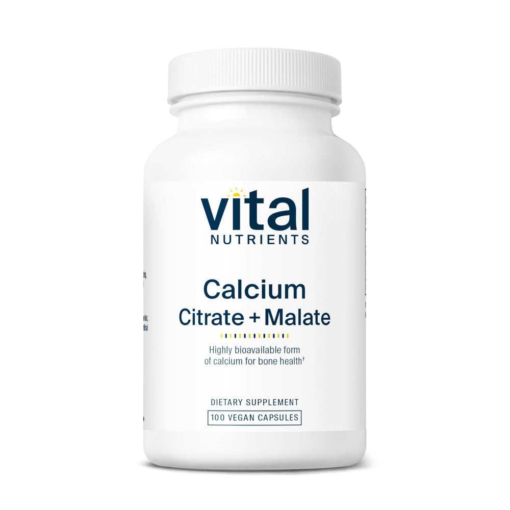Vital Nutrients calcio citrato malato en cápsulas para reforzar huesos.