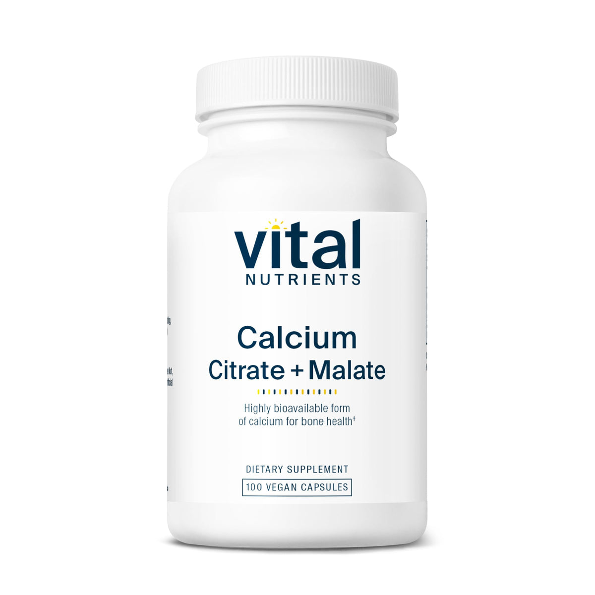 Vital Nutrients calcio citrato malato en cápsulas para reforzar huesos.