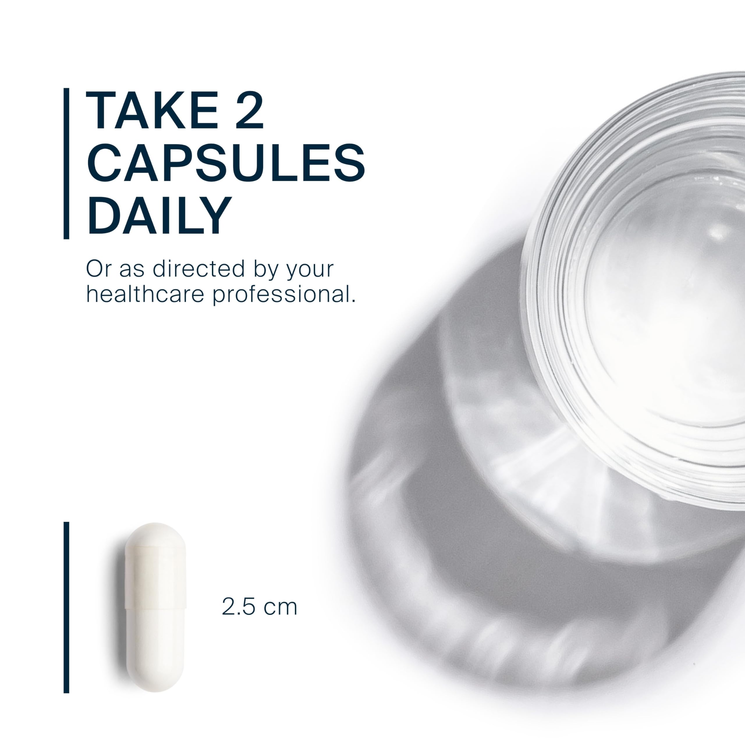Vital Nutrients capsules being poured to illustrate simple daily dosing.
