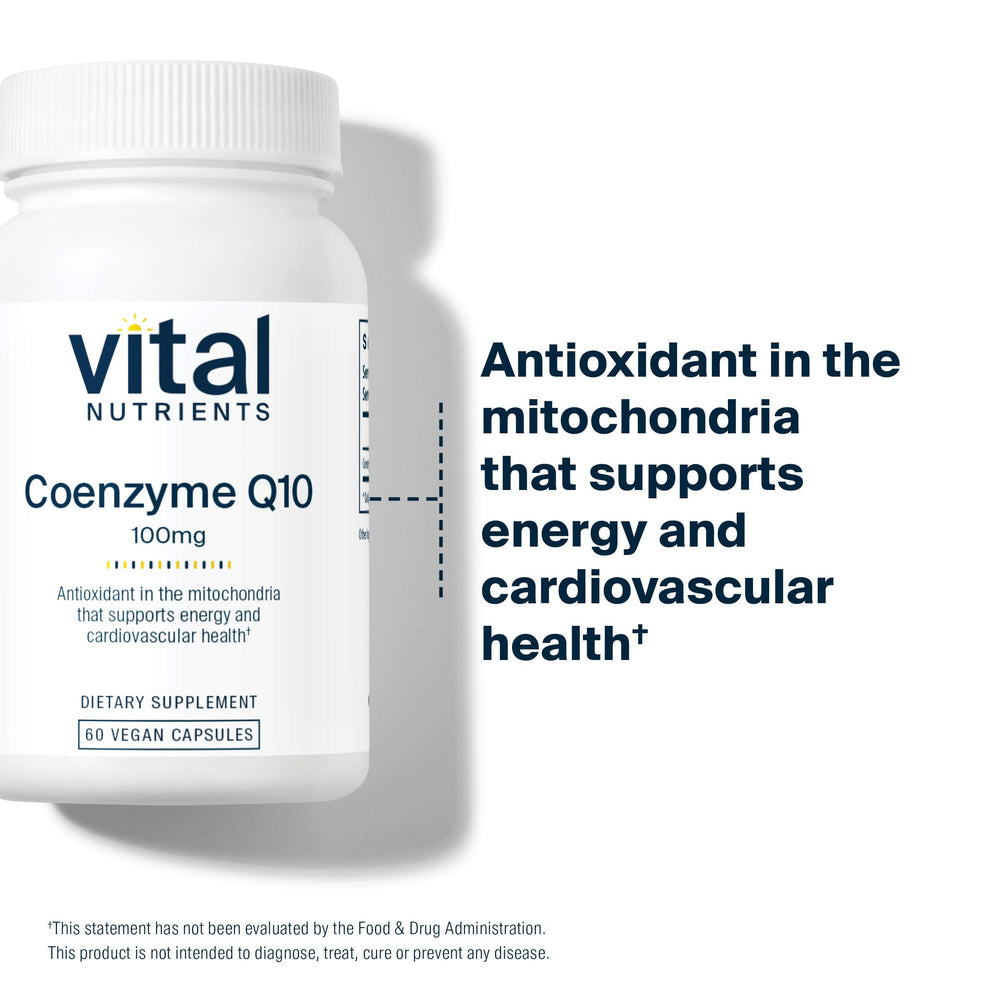 Boxed Vital Nutrients CoQ10 in retail packaging with minimalist design