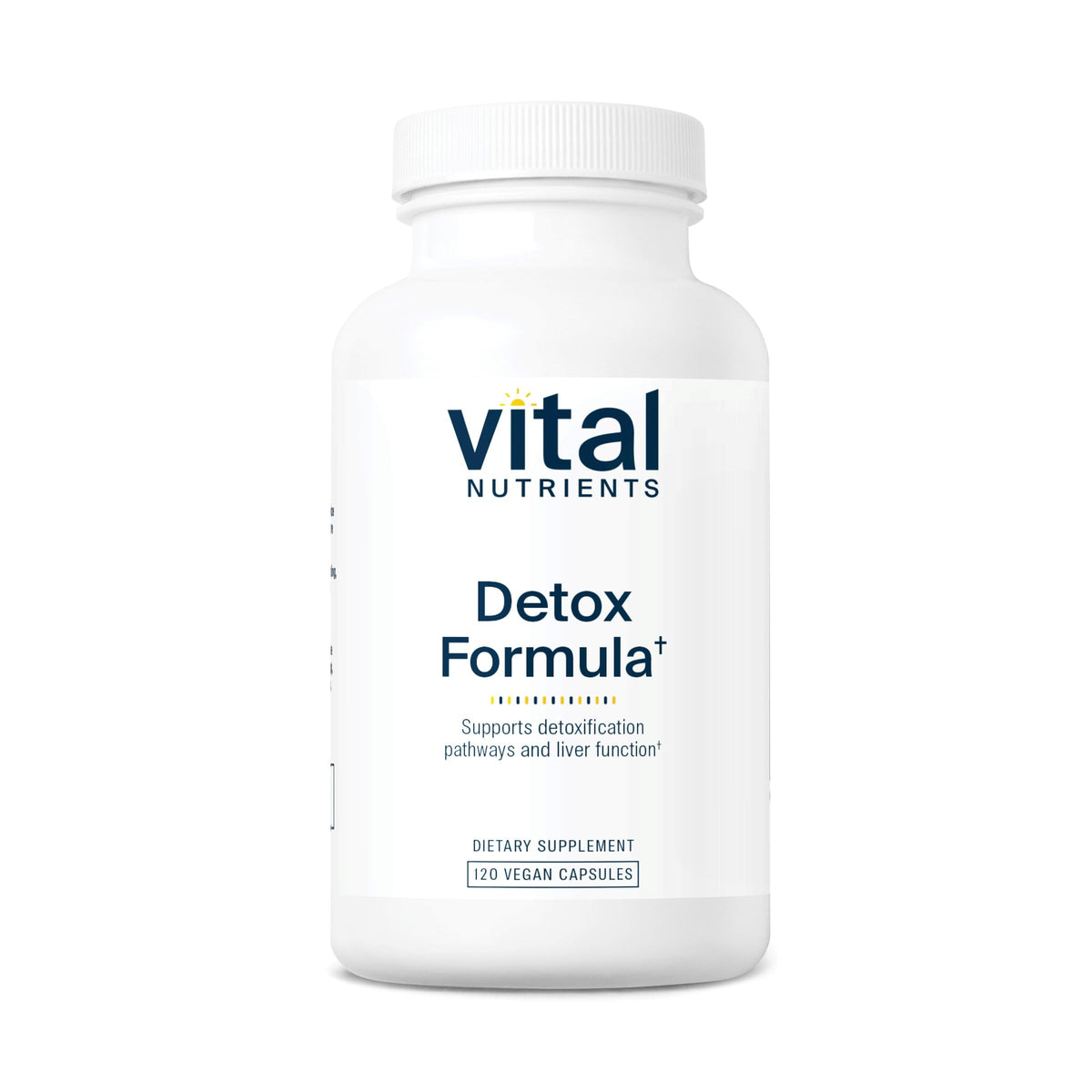 Vital Nutrients Detox Formula bottle close-up for daily liver support.