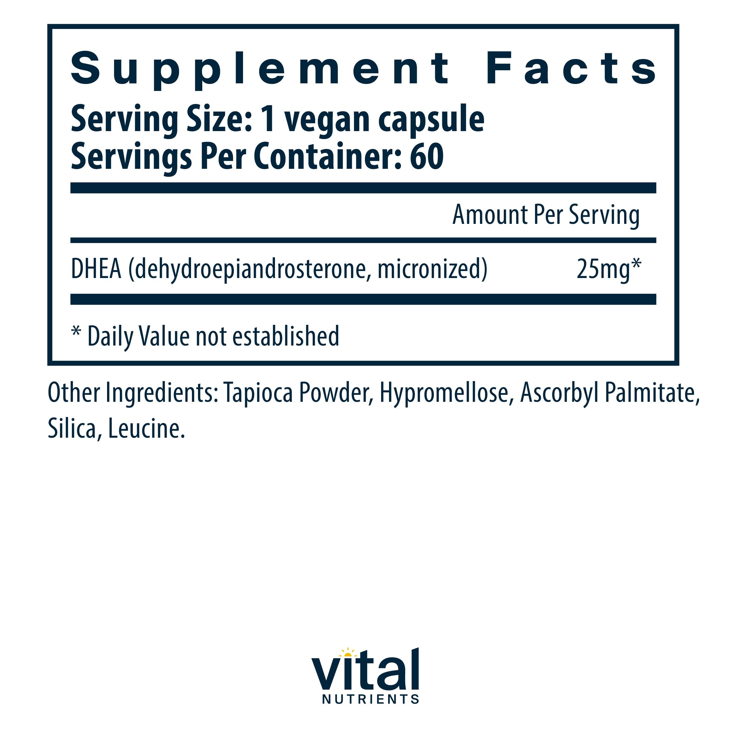 Vital Nutrients DHEA cap open showing easy daily intake for busy routines