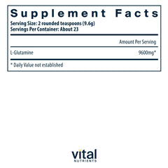 Scoop of Vital Nutrients Glutamine Powder for convenient daily GI wellness.