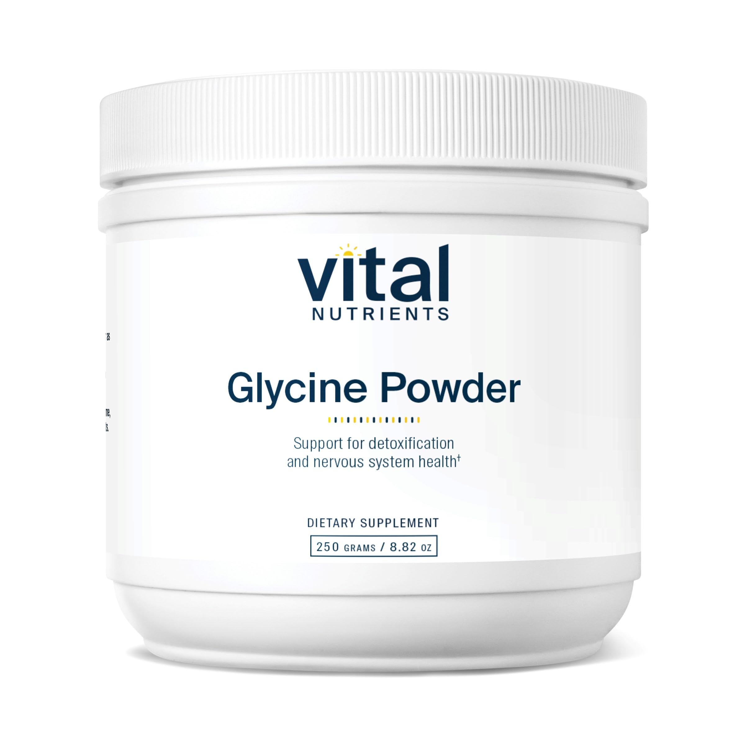 Vital Nutrients glycine powder bottle for easy daily supplementation that supports calm focus.