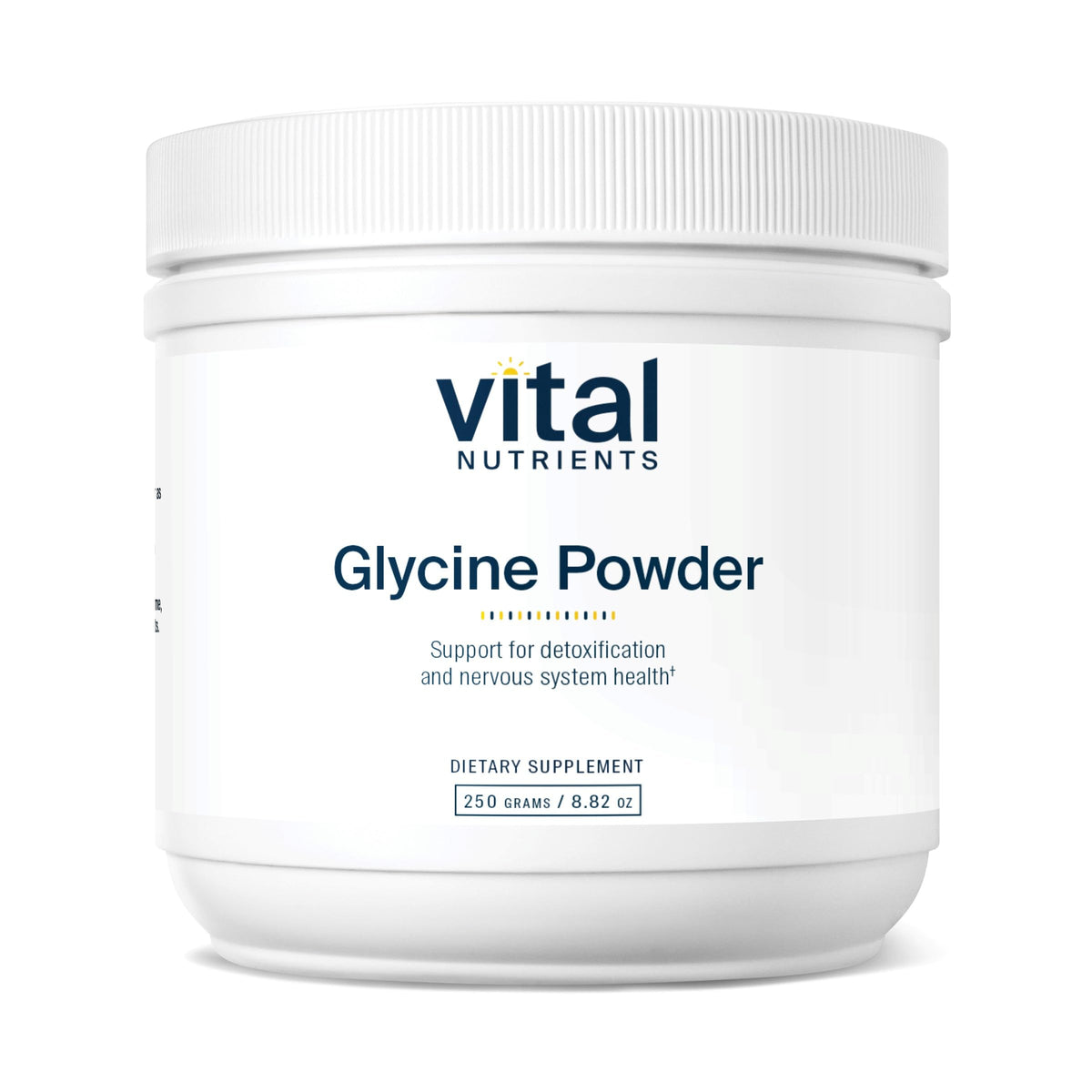 Vital Nutrients glycine powder bottle for easy daily supplementation that supports calm focus.