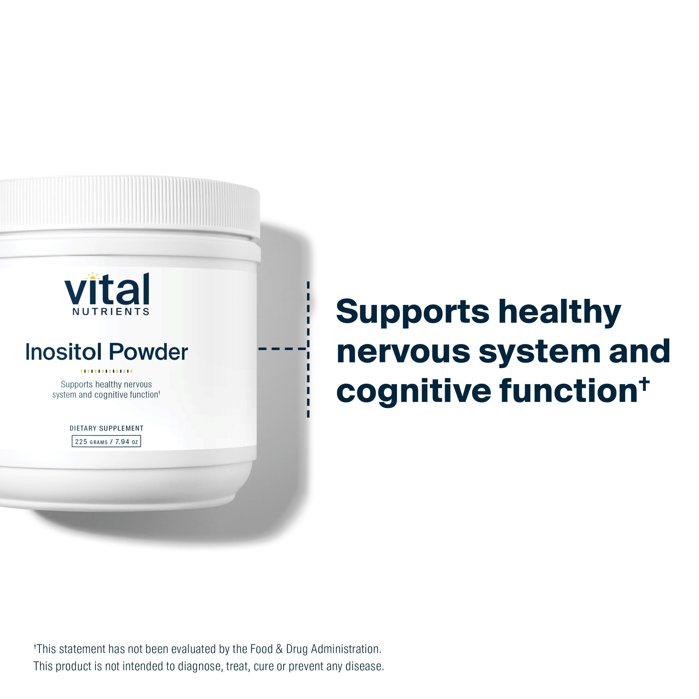 Vital Nutrients Inositol Powder packaging closeup reinforces practitioner trust and quality.