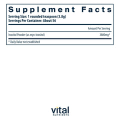 Vital Nutrients Inositol Powder serving scoop ready for daily dose and easy mixing.