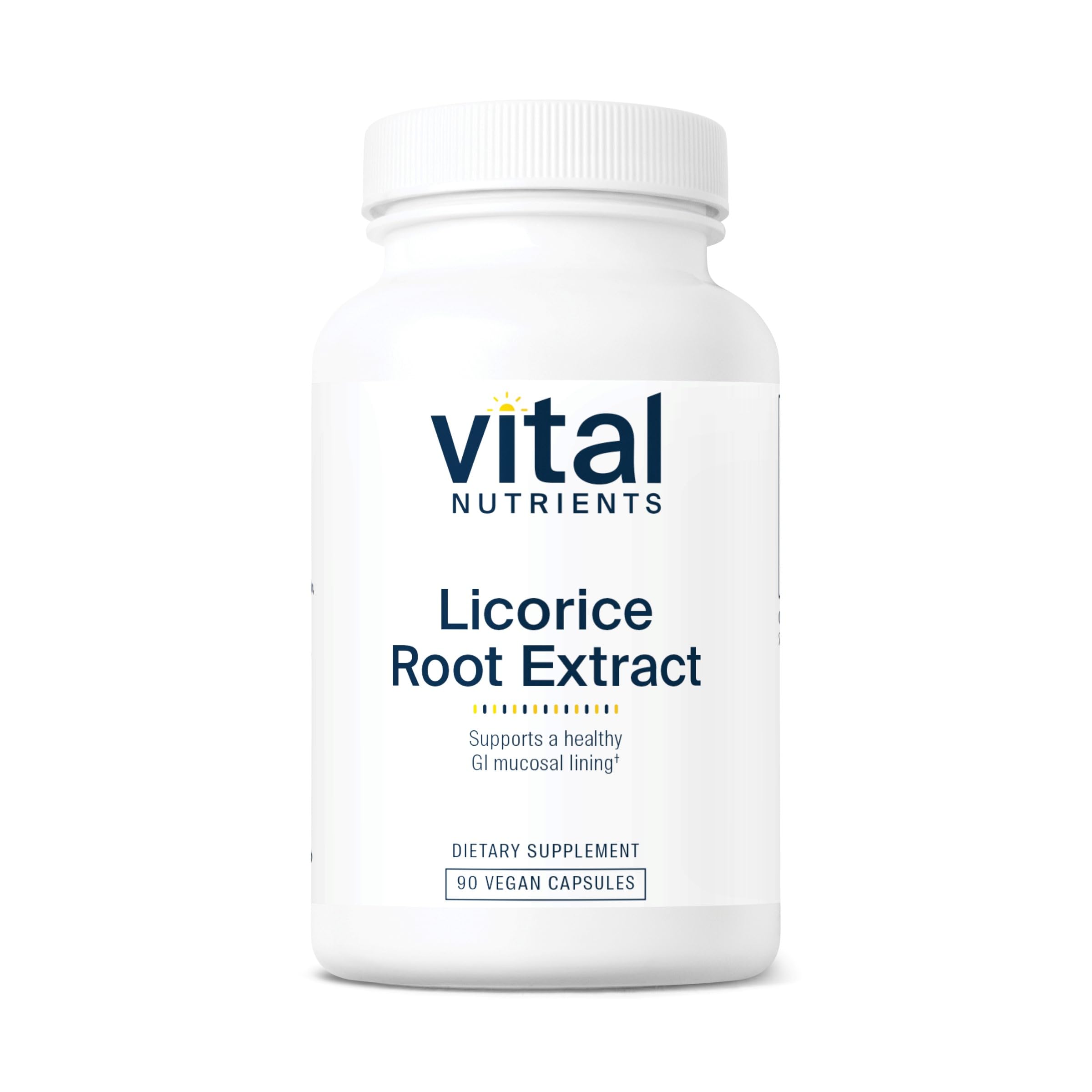 Vital Nutrients licorice root extract bottle front view highlights energy and stress support.