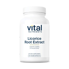 Vital Nutrients licorice root extract bottle front view highlights energy and stress support.