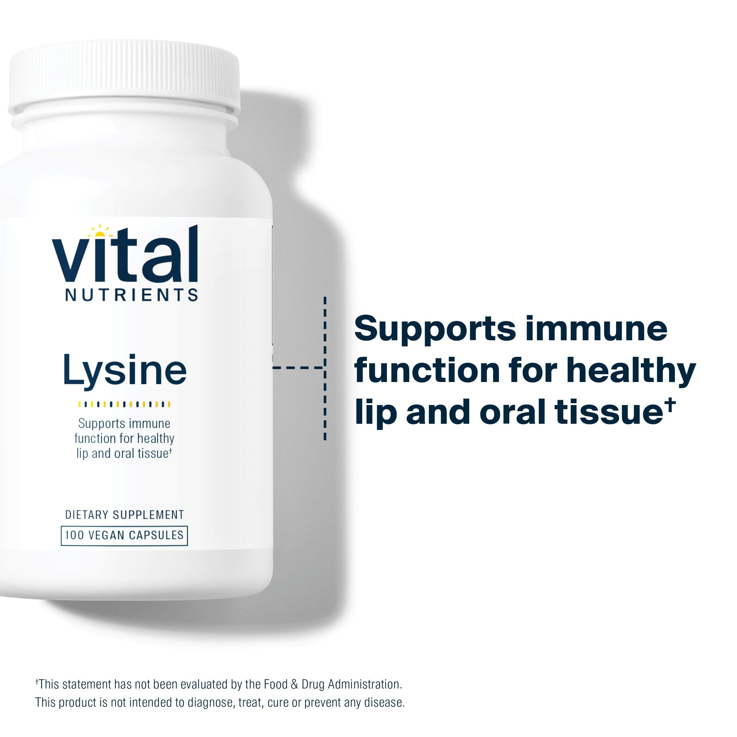 Vital Nutrients Lysine label showing vegan allergen-free formula