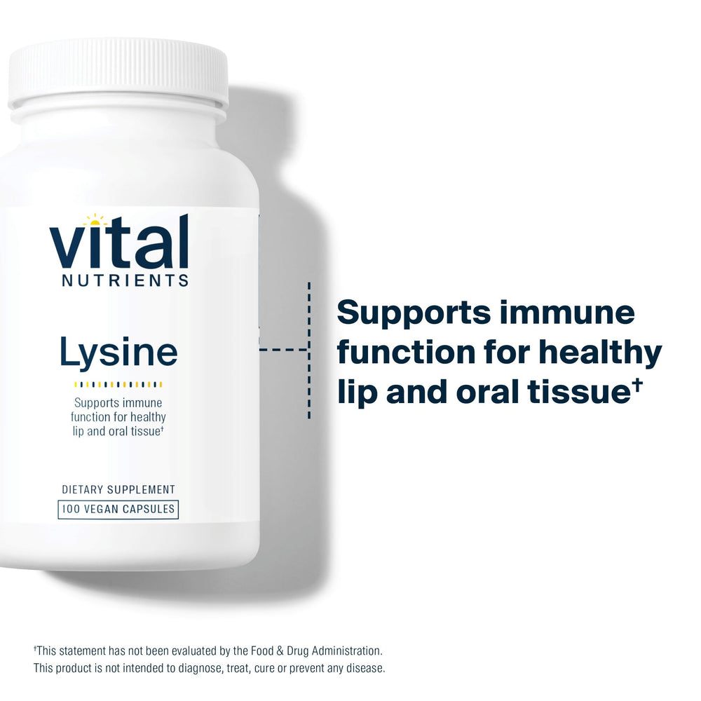 Vital Nutrients Lysine label showing vegan allergen-free formula