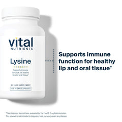 Vital Nutrients Lysine label showing vegan allergen-free formula