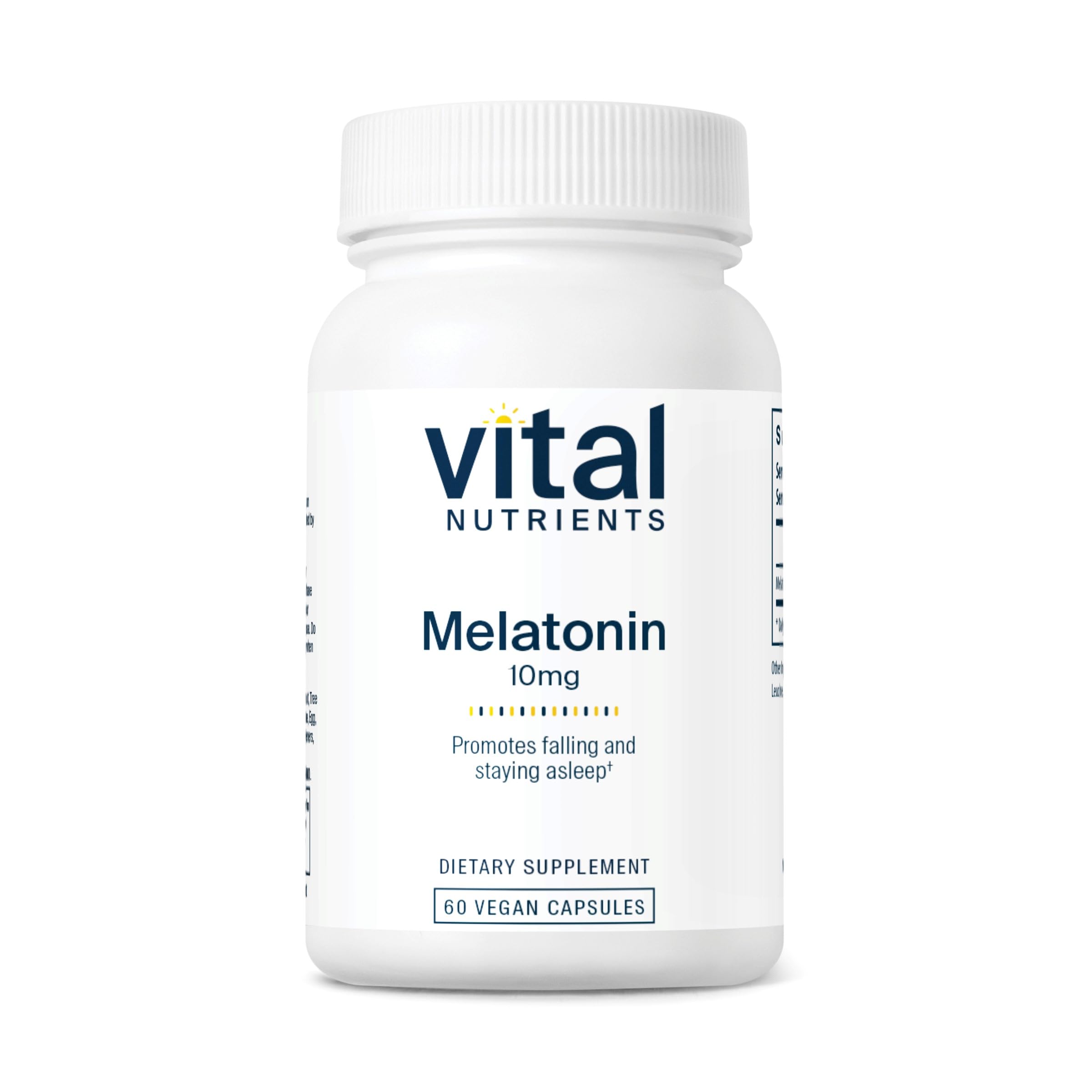 Vital Nutrients Melatonin 10mg bottle supports the body's natural sleep cycle.