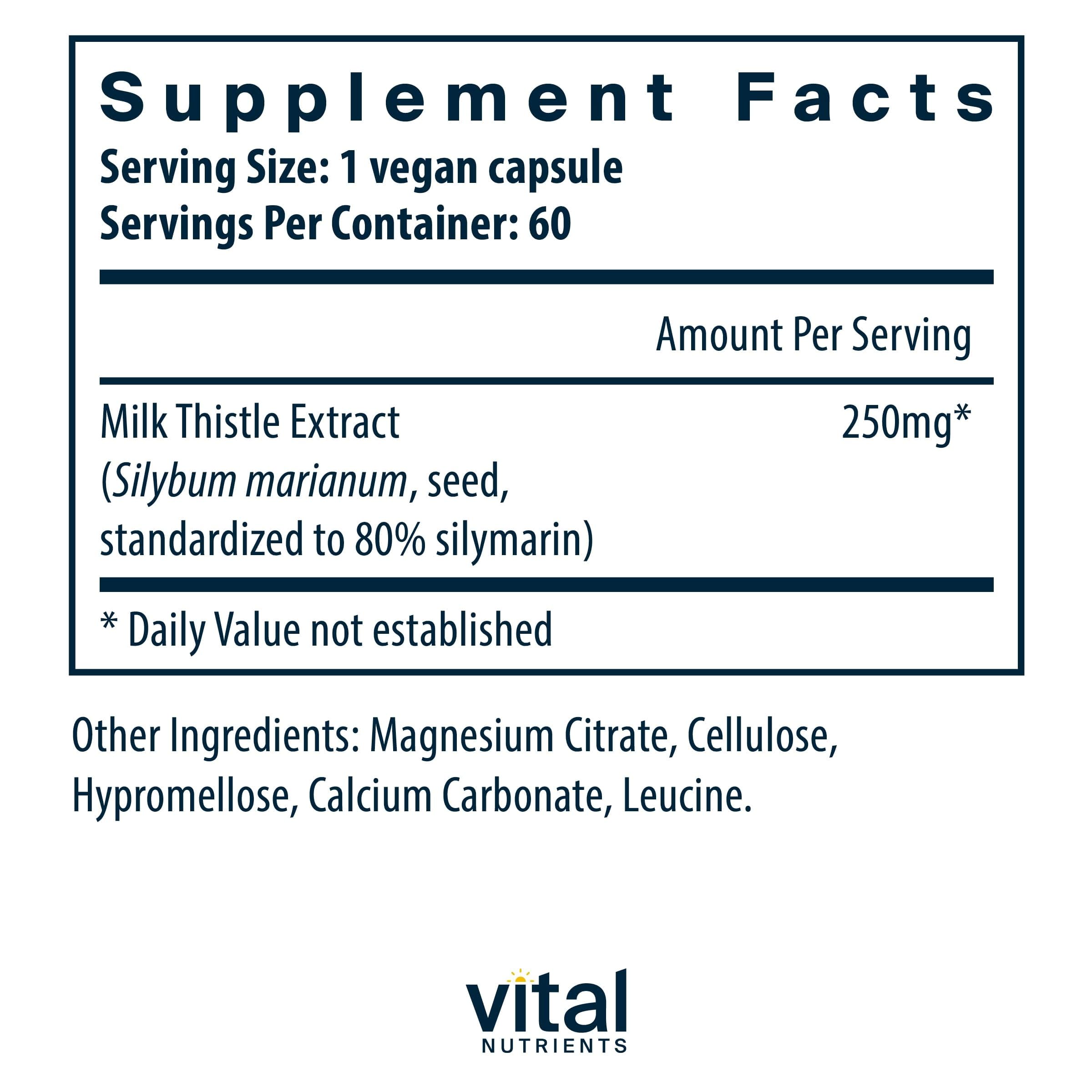 Bottle label close-up shows 80% silymarin highlighting potency