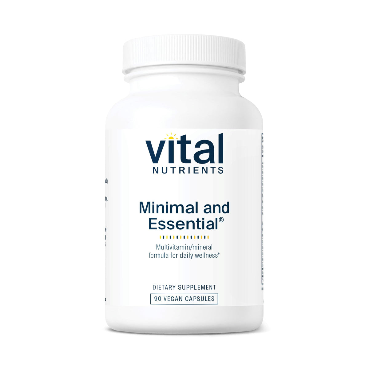 Vital Nutrients Minimal and Essential bottle front view for easy, once-daily wellness.