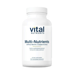Vital Nutrients Multi-Nutrients 5 bottle label highlights vegetarian, allergen-free daily support.