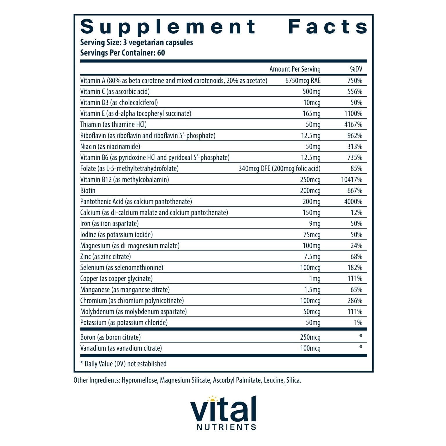 Vital Nutrients capsules close-up, highlighting vegetarian formula