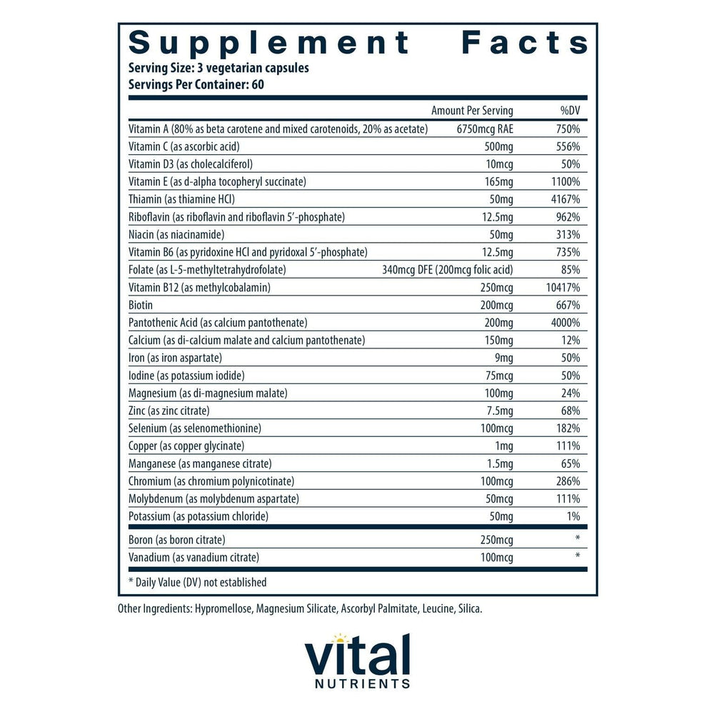 Vital Nutrients capsules close-up, highlighting vegetarian formula