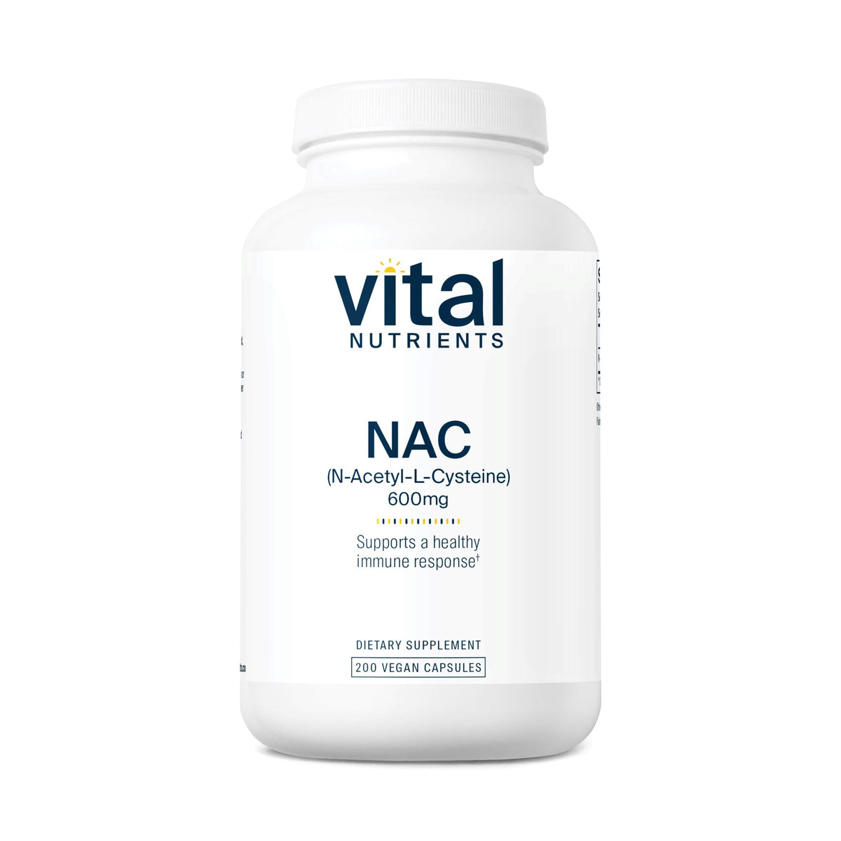 Vital Nutrients NAC 600mg bottle for respiratory support and daily wellness.
