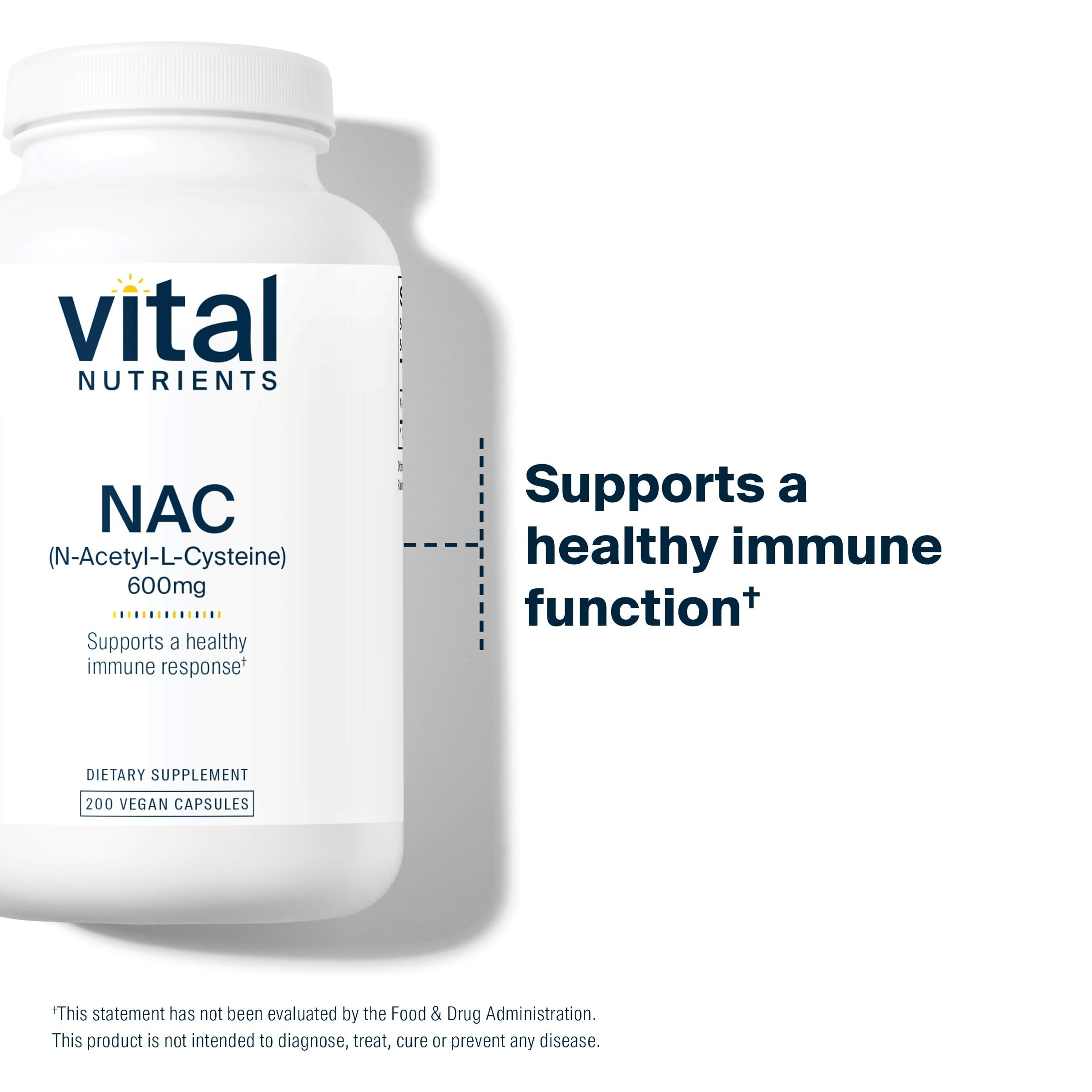 Vital Nutrients NAC 600mg label confirms gluten-free and vegan formulation.