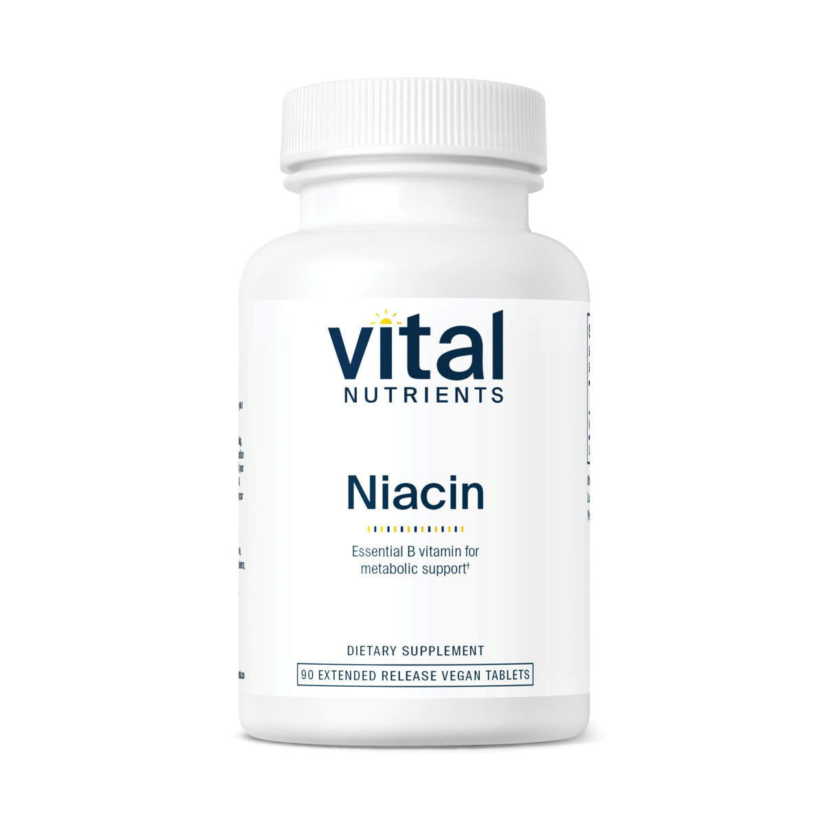 Vital Nutrients Niacin 500mg timed-release bottle for steady energy support.