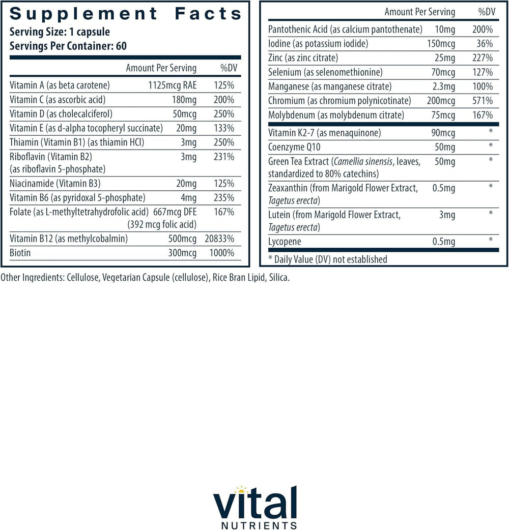 Vital Nutrients Once Daily Multivitamin cap with clean, child-safe design
