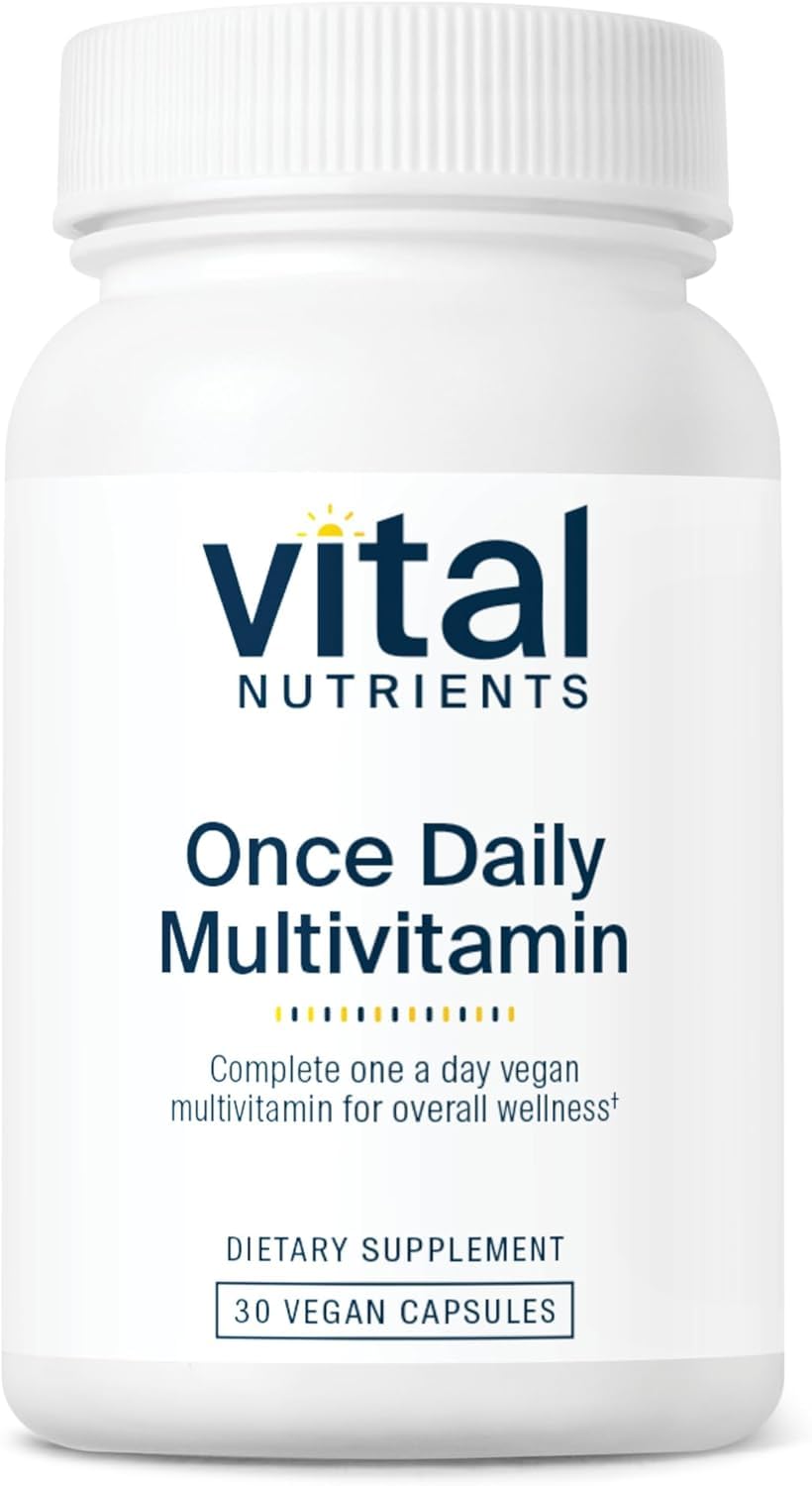 Vital Nutrients Once Daily Multivitamin bottle in hand for vegan daily wellness