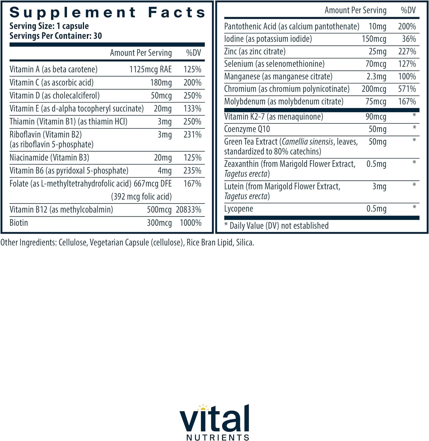 Vital Nutrients capsules close-up highlighting easy daily intake