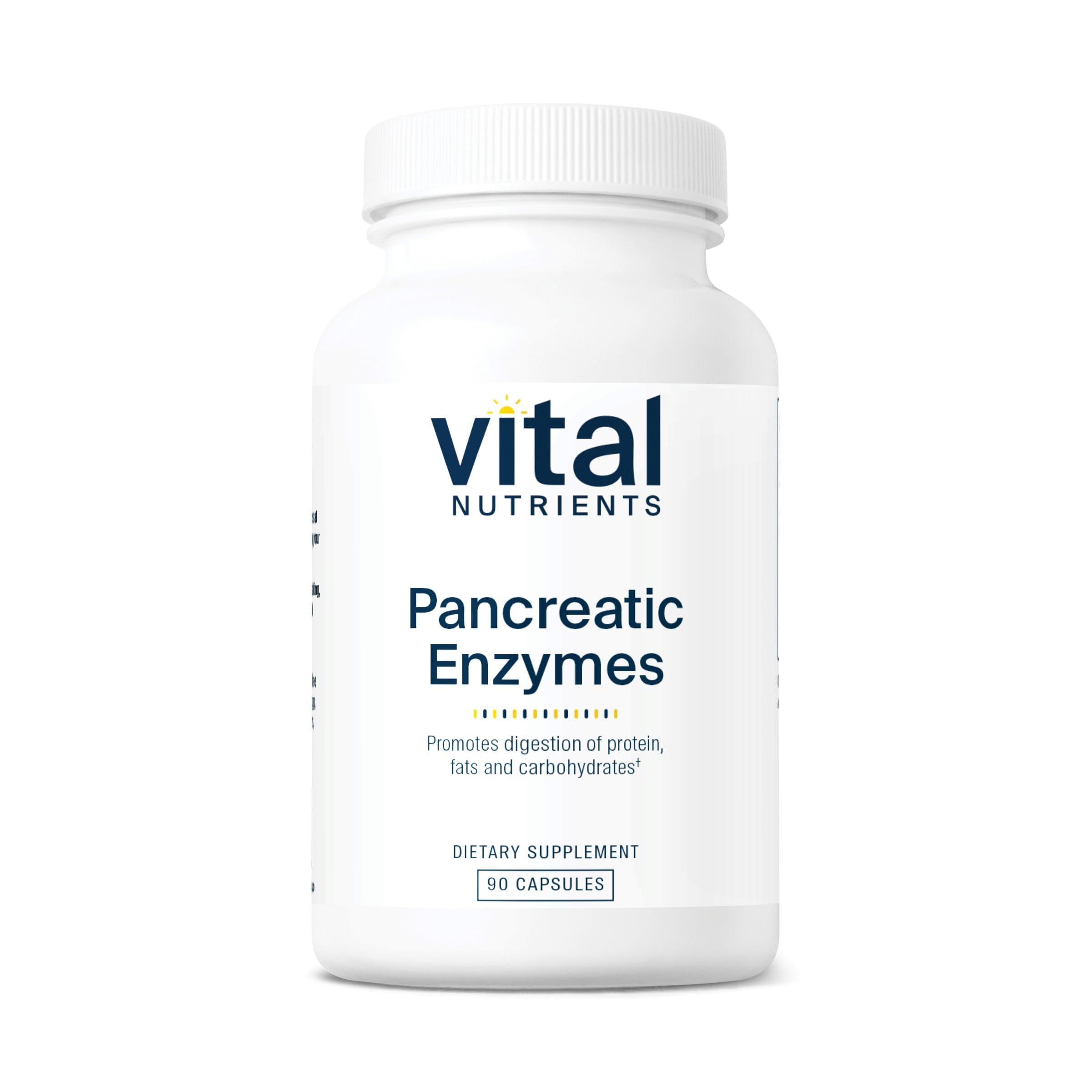 Vital Nutrients Pancreatic Enzymes bottle for easy digestion support with meals