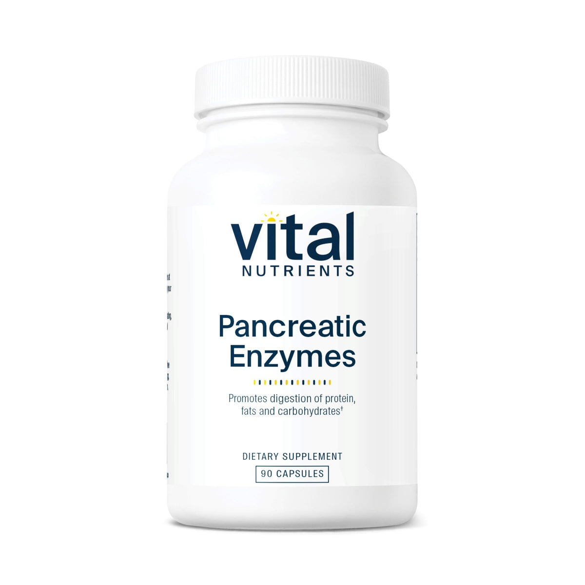 Vital Nutrients Pancreatic Enzymes bottle for easy digestion support with meals