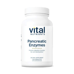 Vital Nutrients Pancreatic Enzymes bottle for easy digestion support with meals