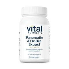 Vital Nutrients Pancreatin & Ox Bile bottle with a clear label for daily digestion