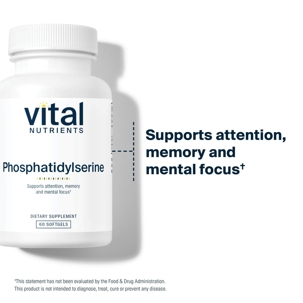 Vital Nutrients Phosphatidylserine softgels close-up for memory support