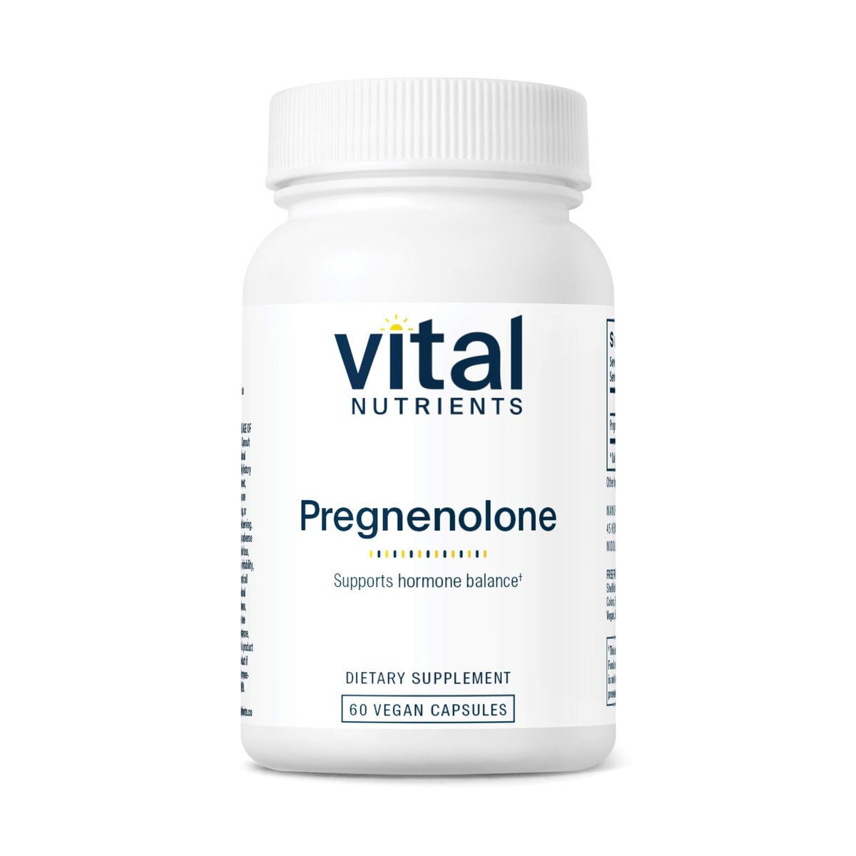 Vital Nutrients Pregnenolone bottle front view, supporting mood and memory