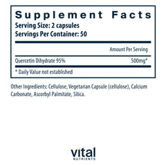 Vital Nutrients Quercetin bottle front label highlights vegan bioflavonoids