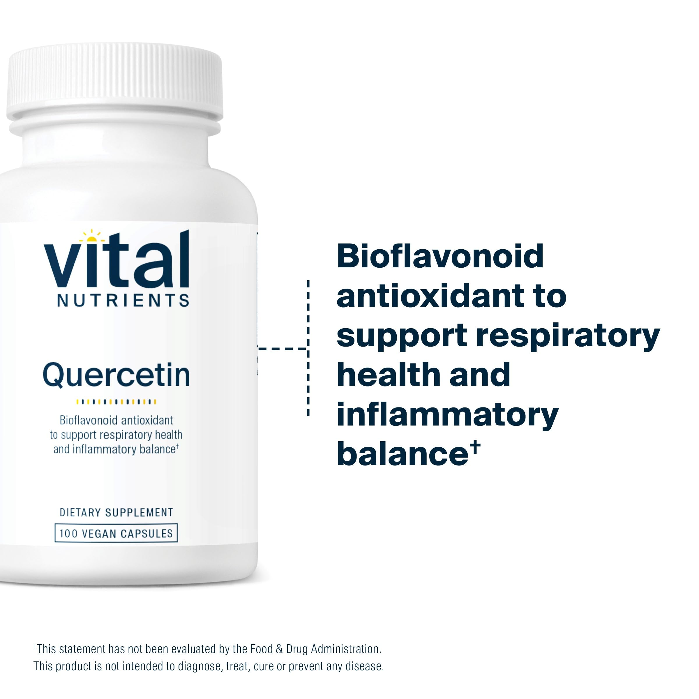 Close-up of Vital Nutrients Quercetin capsules showing clean ingredients