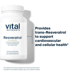 Vital Nutrients Resveratrol ingredients sourced from red grapes and knotweed.