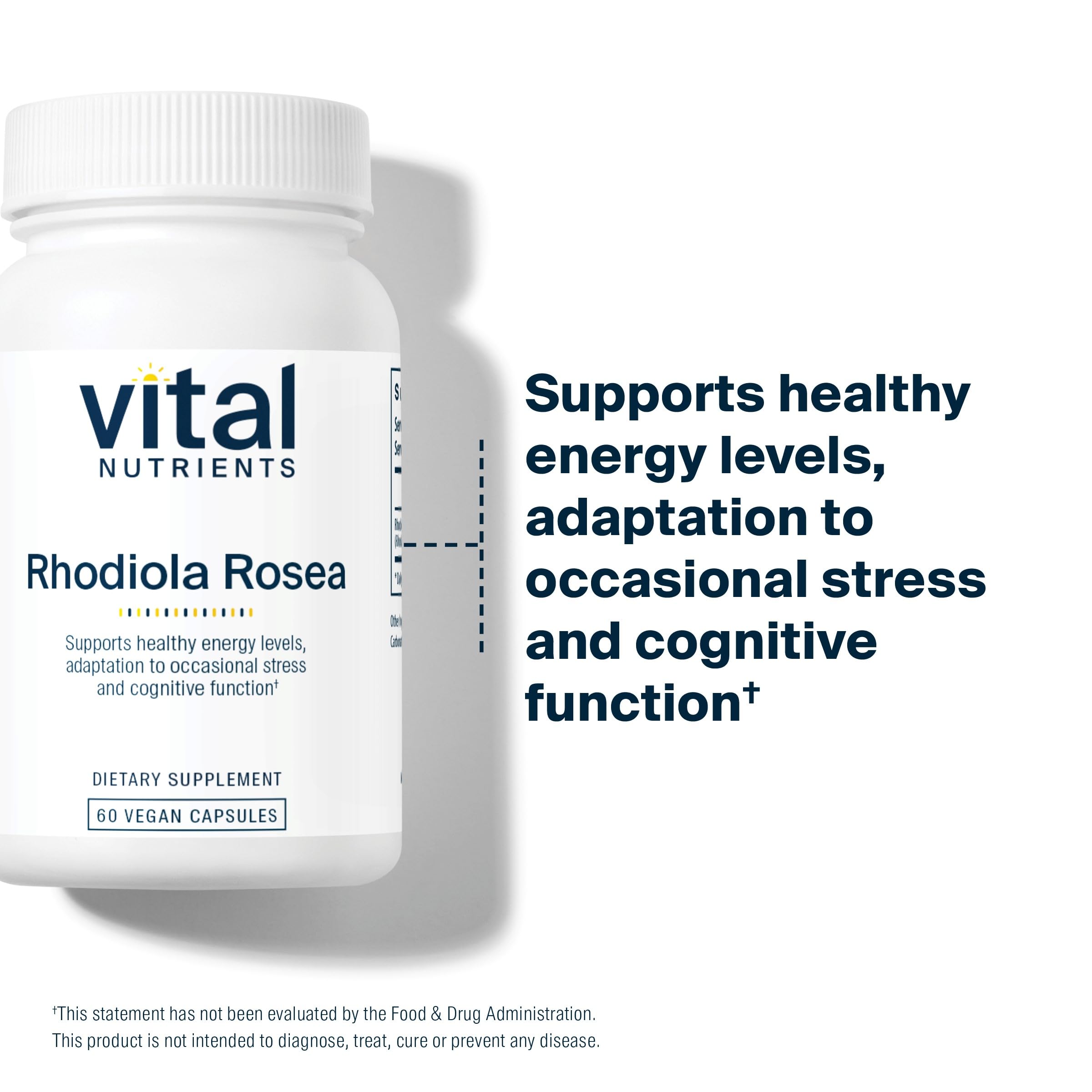 Vital Nutrients Rhodiola Rosea capsules in hand for portability.