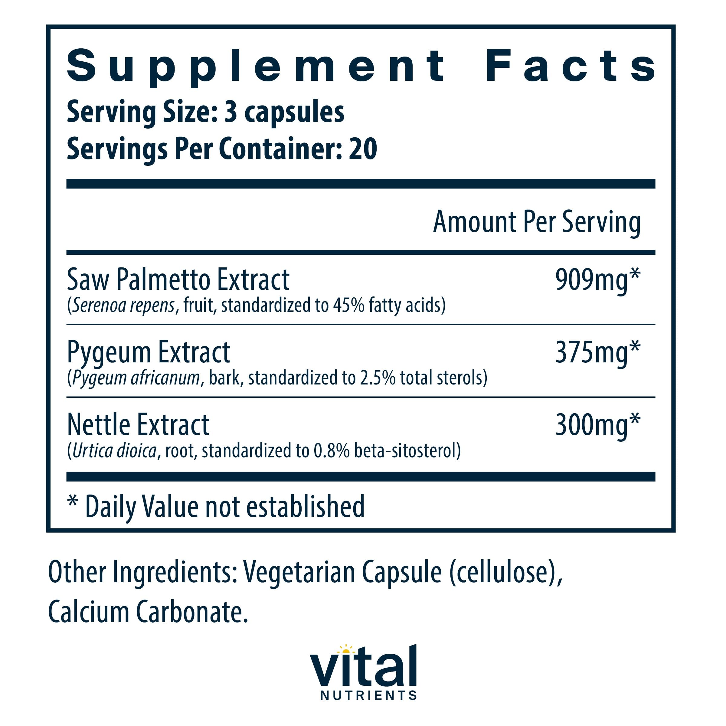 Vital Nutrients capsules show gluten-free and dairy-free formula for clean daily use.
