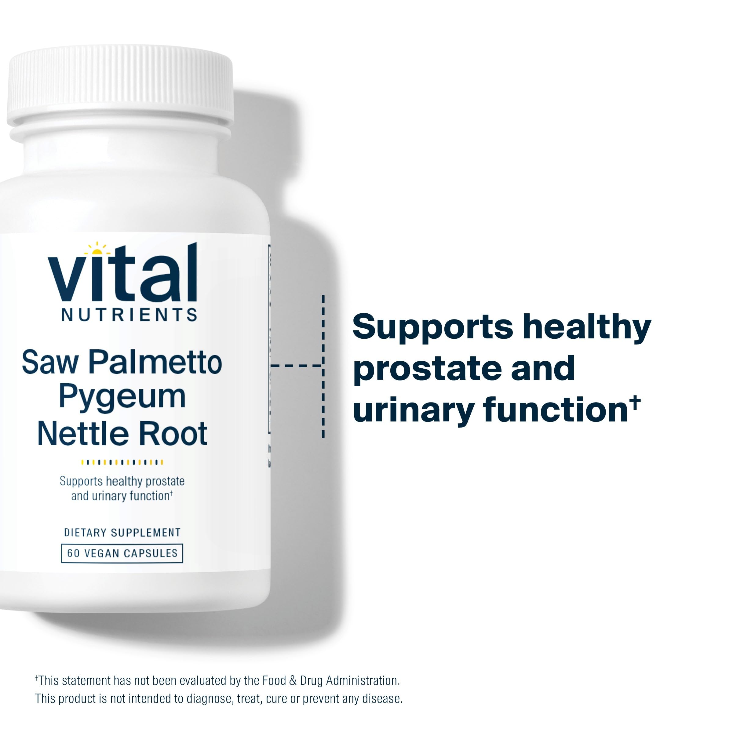 Vital Nutrients ingredients label highlights Saw Palmetto, Pygeum, and Nettle Root.