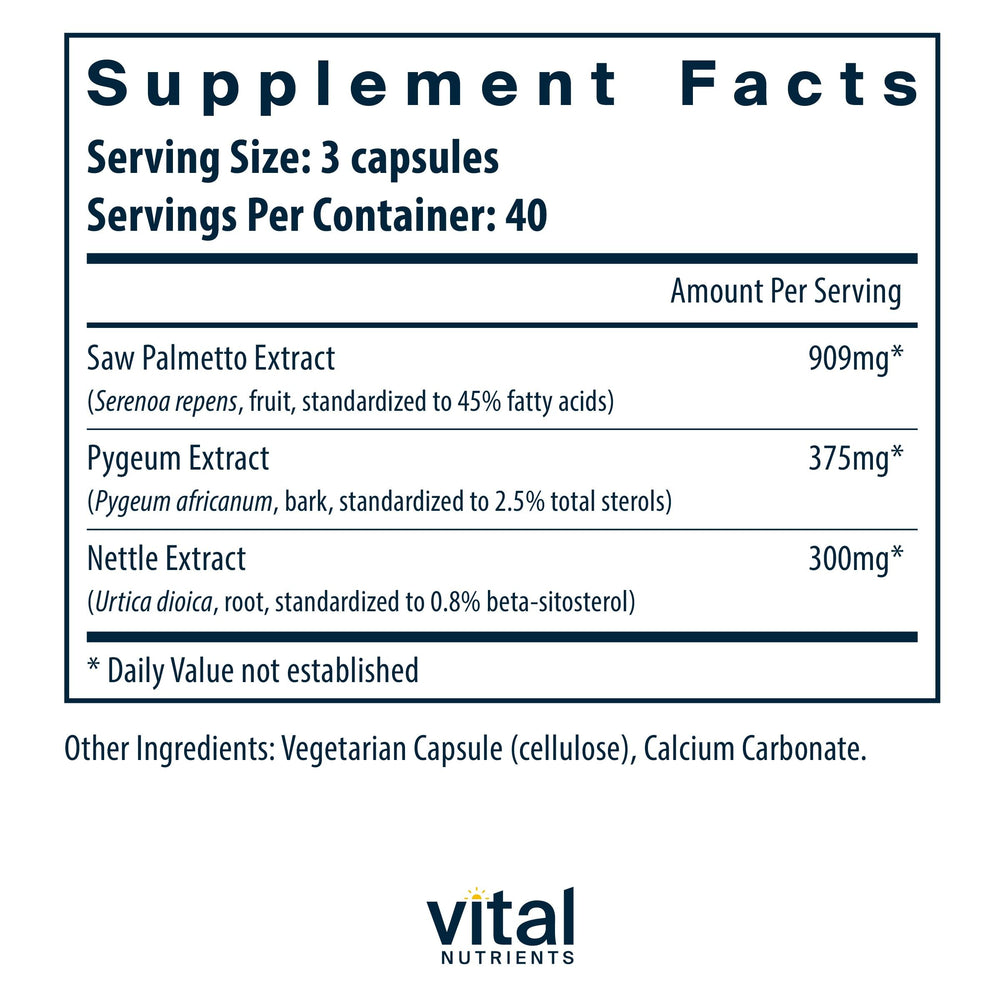 Vital Nutrients capsules closeup shows easy to swallow capsules supporting urinary comfort.