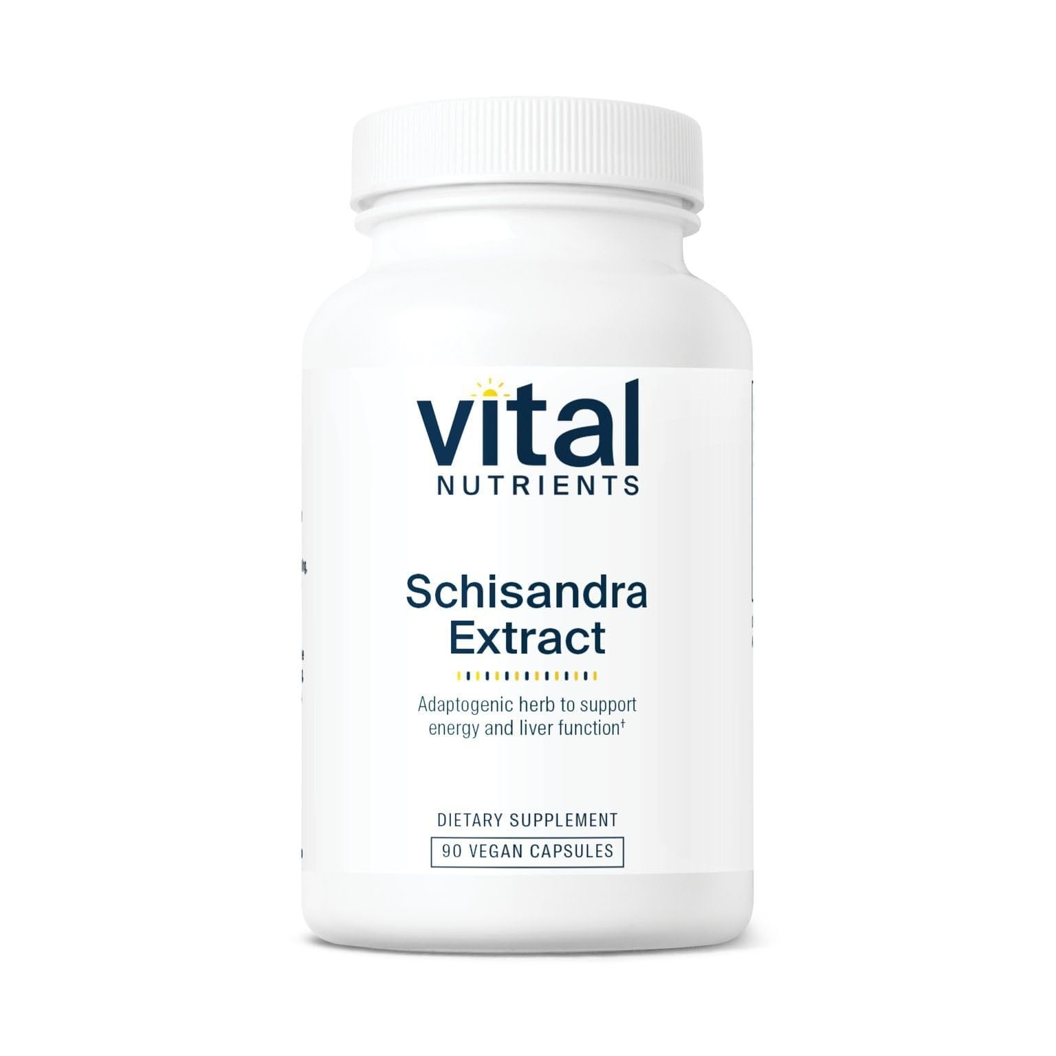 Vital Nutrients Schisandra Extract bottle front showing capsules for energy support