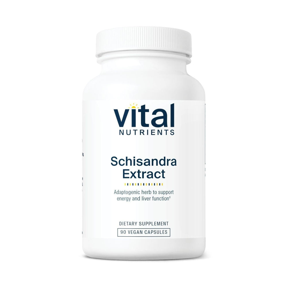 Vital Nutrients Schisandra Extract bottle front showing capsules for energy support