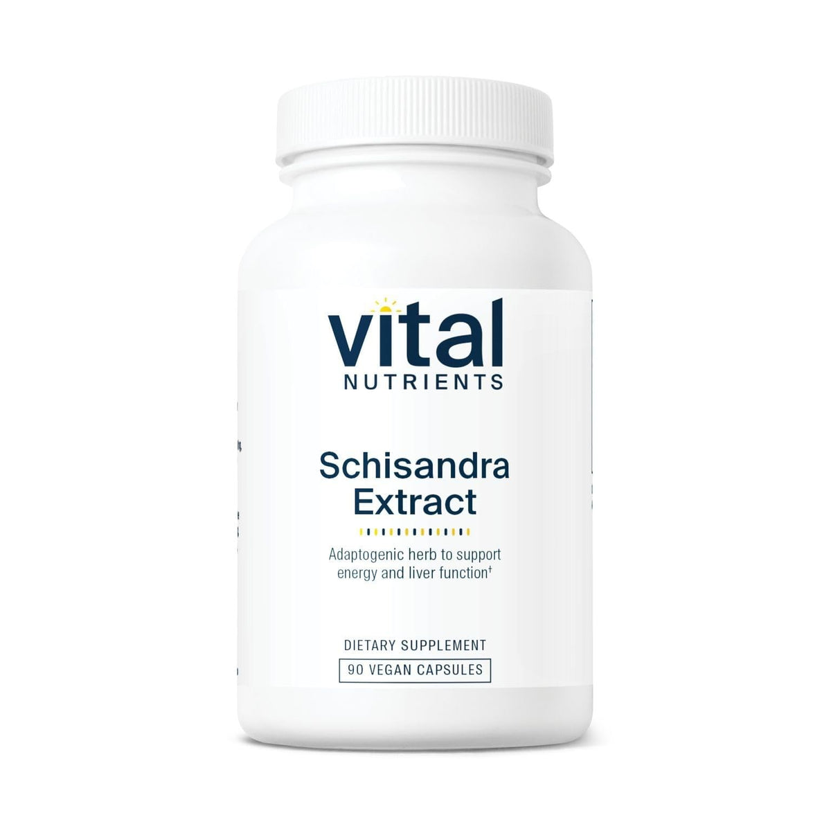 Vital Nutrients Schisandra Extract bottle front showing capsules for energy support