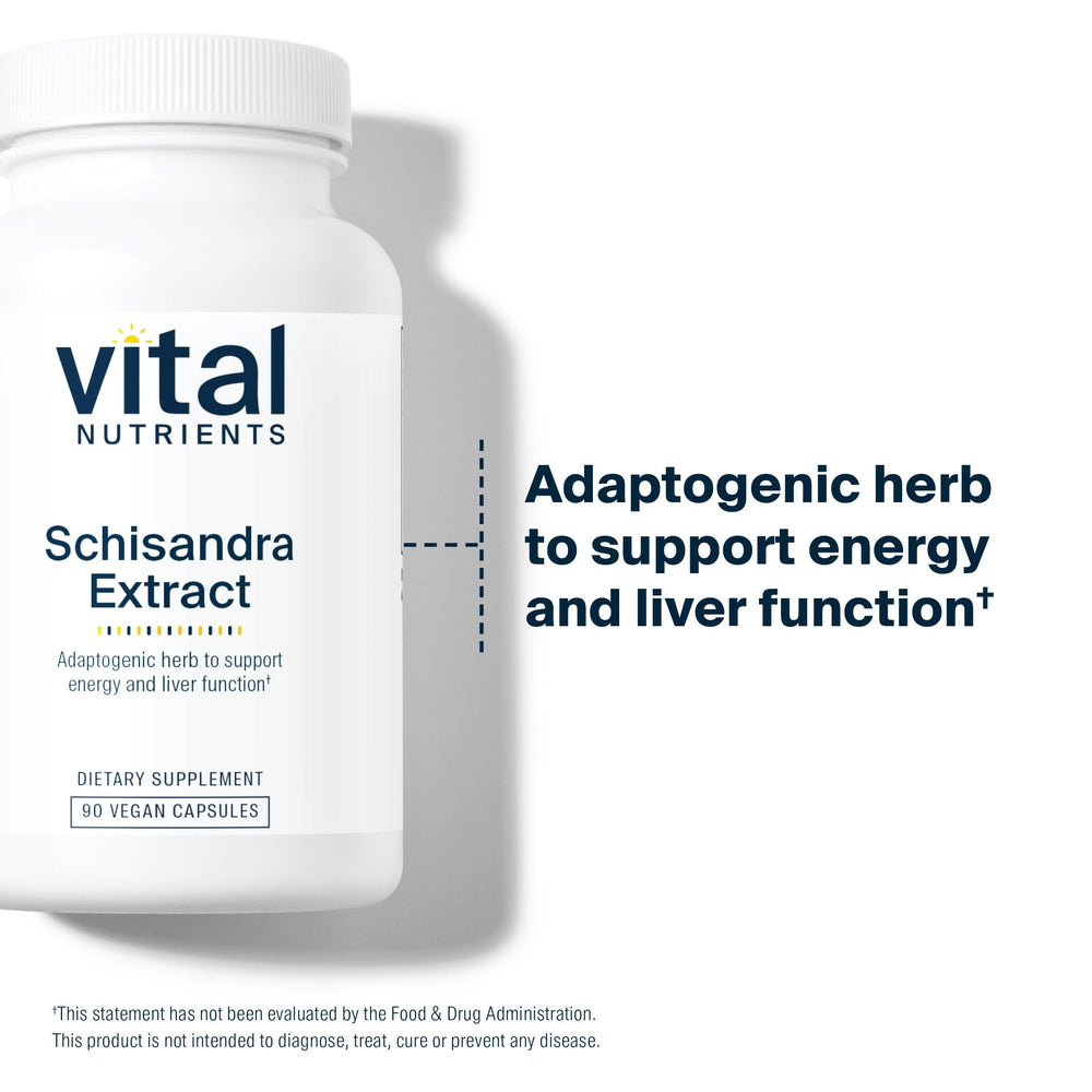 Vital Nutrients Schisandra Extract bottle with glass illustrating daily ritual
